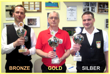 Auf dem Podest v. l.: Sven Remus/Bronze, Harald Kutzki/Gold, René Linke/Silber