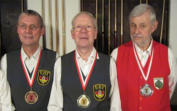 Die Medaillenträger, v. l. Gold, Bronze, Silber